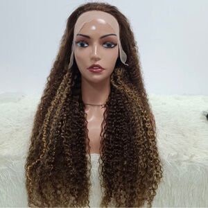 Voluminous Brown and Tan Curly Wig with Extensions